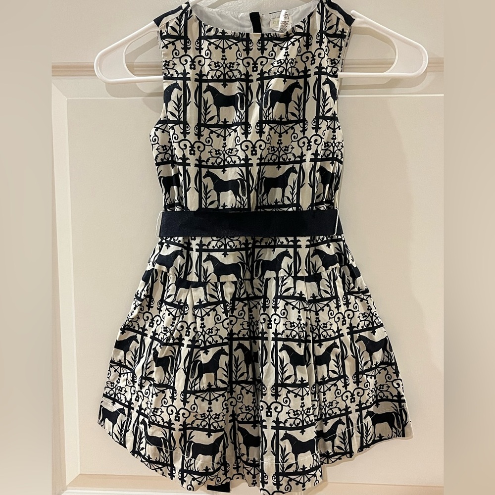 Crewcuts Horse Print Dress with Grosgrain Belt